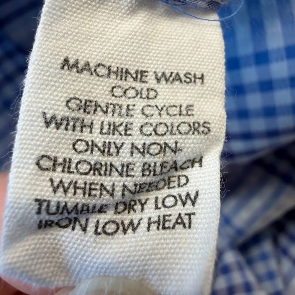 Calvin Klein Wash 100% Cotton Long Sleeve Button Down Blue/White Plaid Shirt, L - Picture 6 of 10